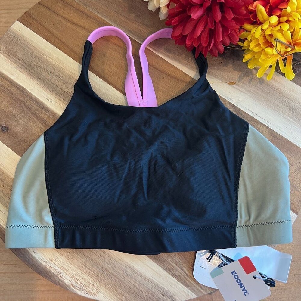PrAna Womens Baja Bound Adjustable Swim Top SMALL in Black Color Block